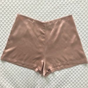 REFORMATION dusty pink silk high waisted shorts 12